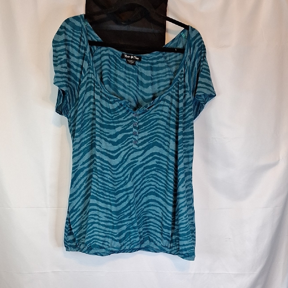 Blue Short Sleeve  Blouse